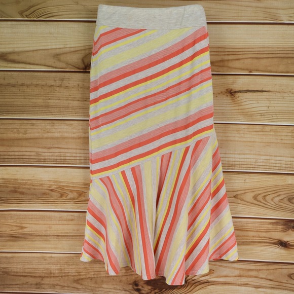 Passports Maxi Skirt Womens S Multicolor Striped Polyester Elastic Waist Stretch - Picture 2 of 8